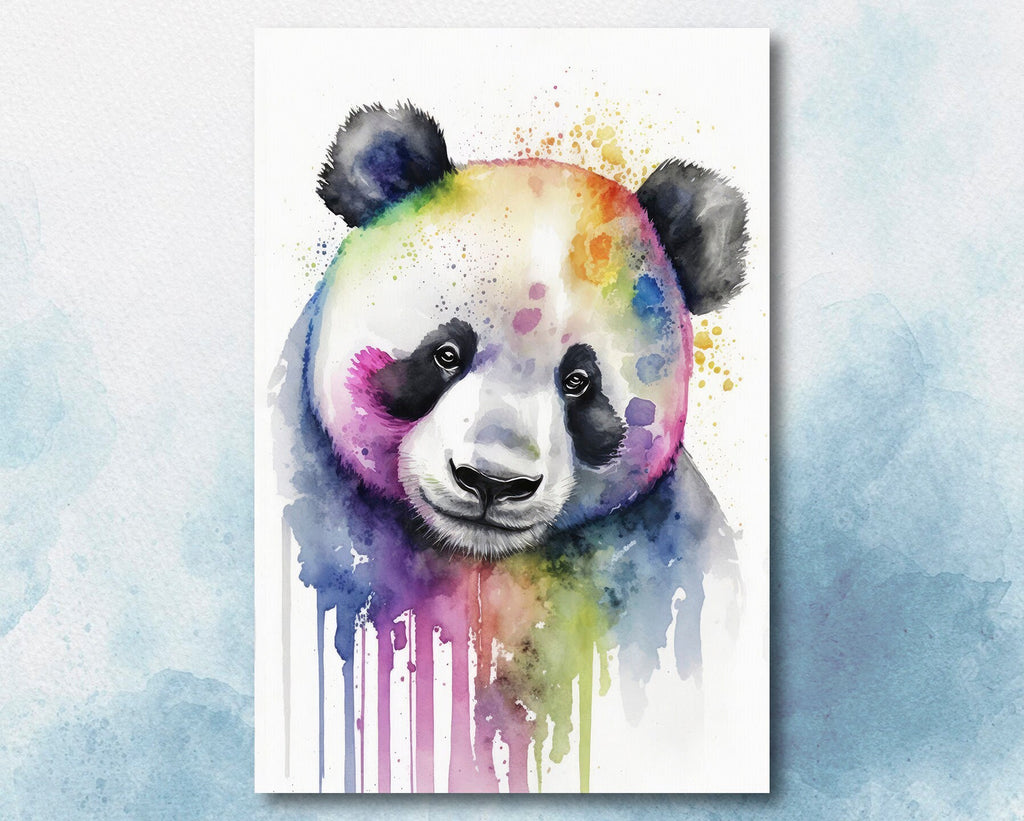 Panda Bear Watercolor Portrait Print Wall Art Safari Wildlife Gift Wild Animal Painting Jungle Nursery Decor