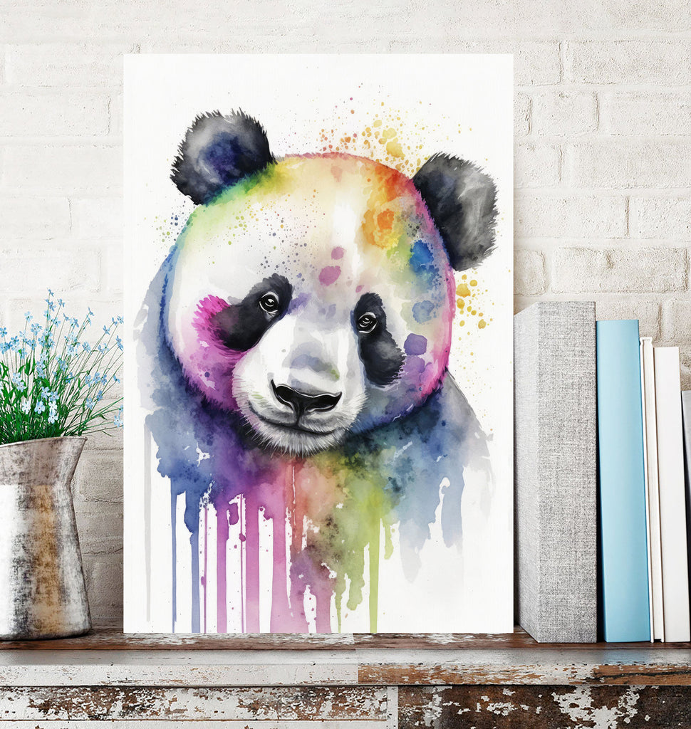 Panda Bear Watercolor Portrait Print Wall Art Safari Wildlife Gift Wild Animal Painting Jungle Nursery Decor