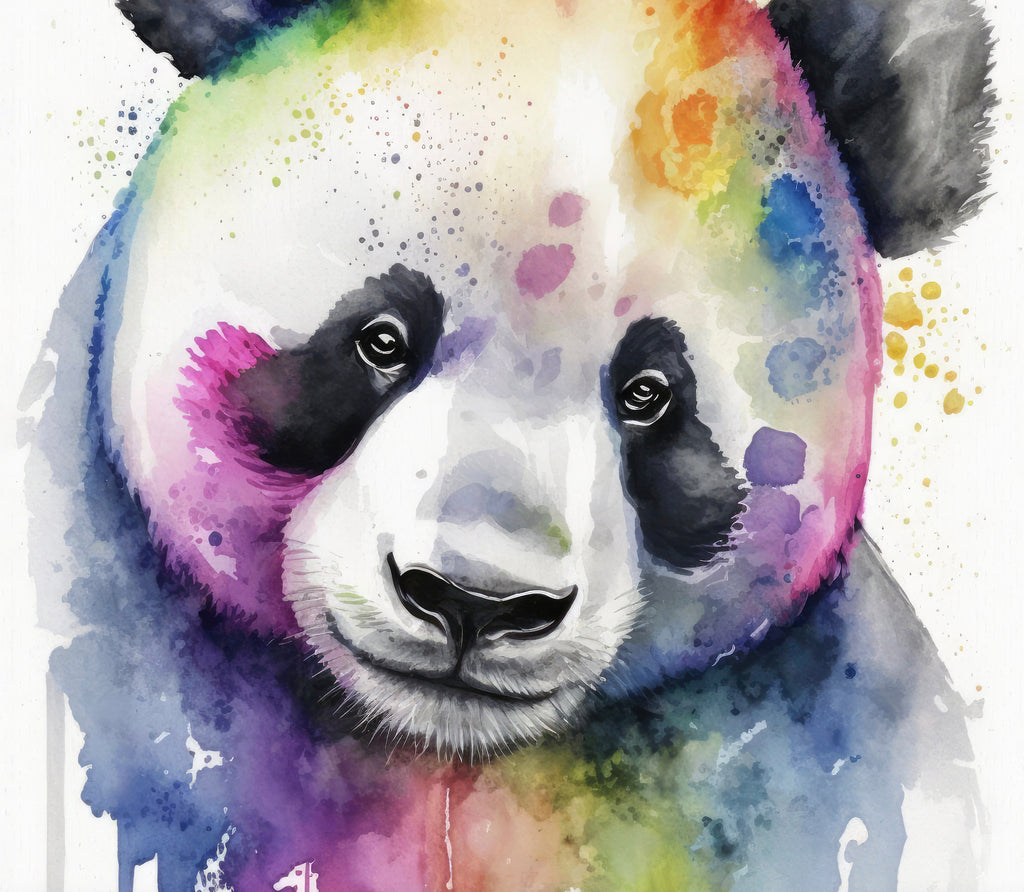 Panda Bear Watercolor Portrait Print Wall Art Safari Wildlife Gift Wild Animal Painting Jungle Nursery Decor