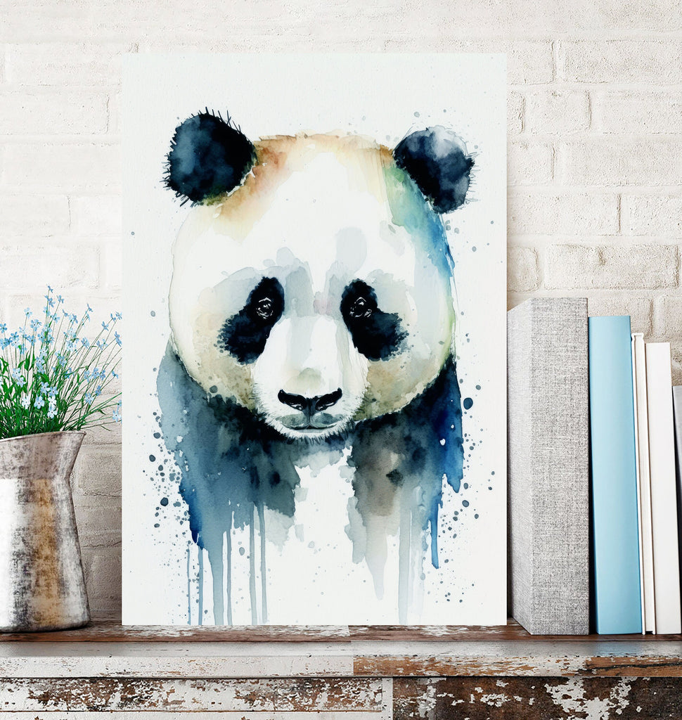 Panda Bear Watercolor Portrait Print Wall Art Safari Wildlife Gift Wild Animal Painting Jungle Nursery Decor