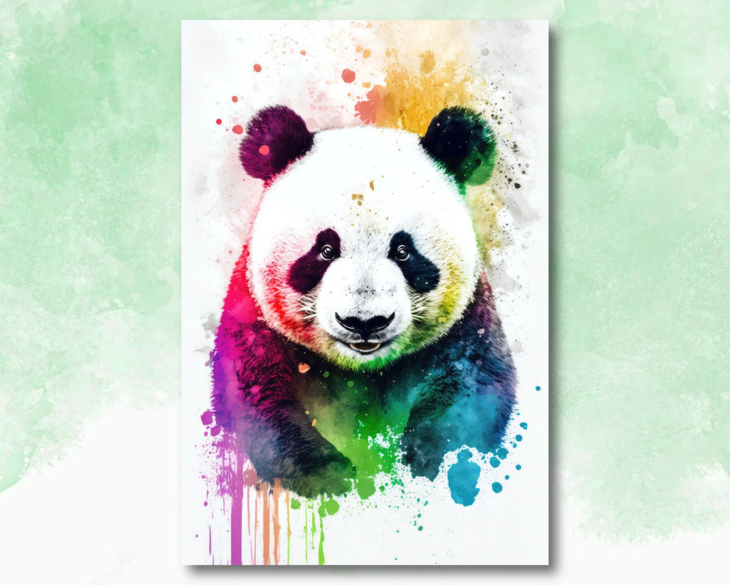 Panda Bear Watercolor Portrait Print Wall Art Safari Wildlife Gift Wild Animal Painting Jungle Nursery Decor