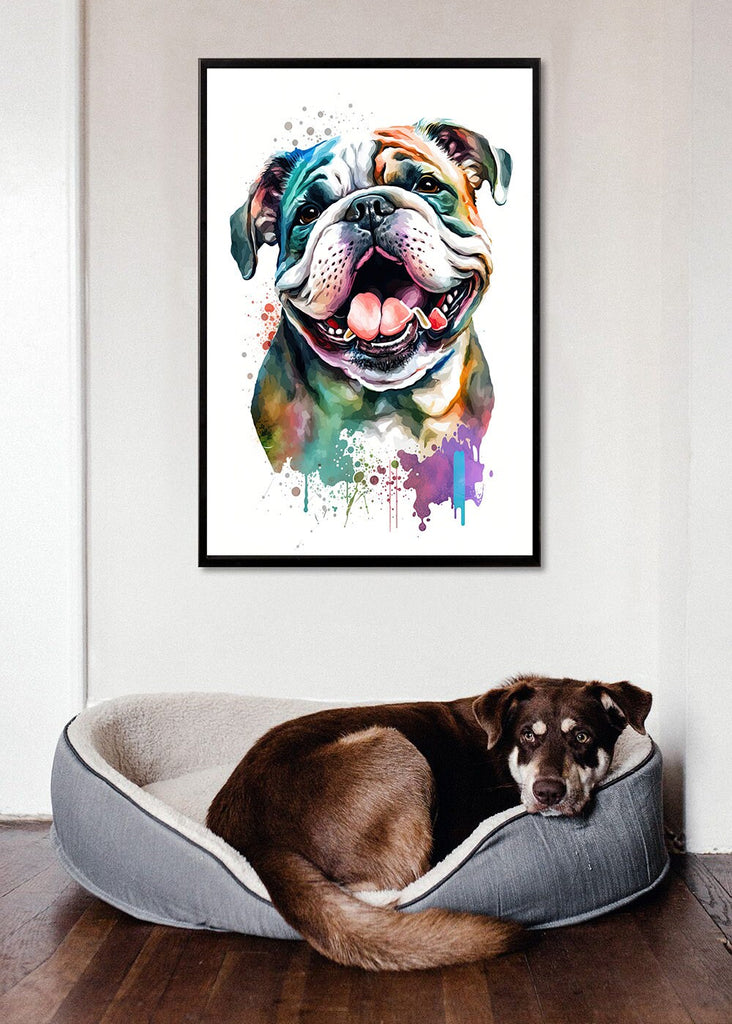 English Bulldog Art Pet Portrait Print Cute Pet Keepsake Dog Wall Art Gift For Pet Lovers Dog Portrait Decor