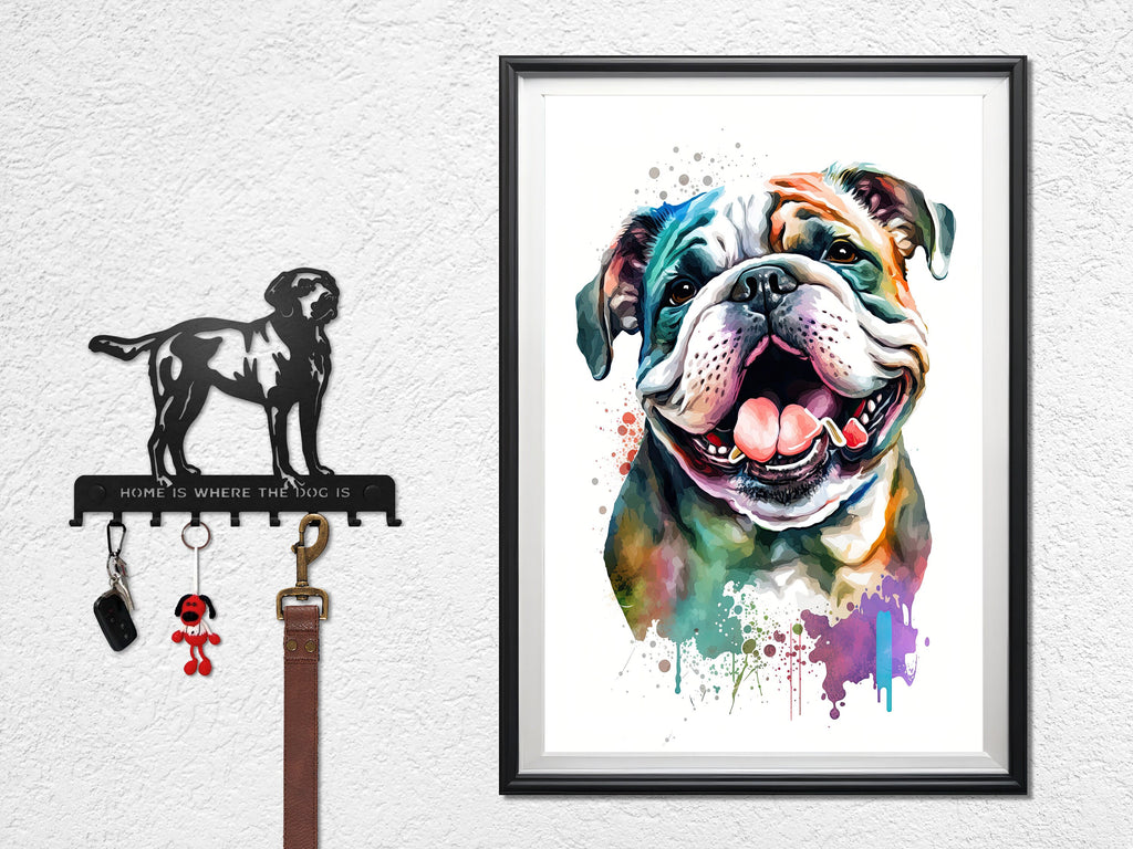 English Bulldog Art Pet Portrait Print Cute Pet Keepsake Dog Wall Art Gift For Pet Lovers Dog Portrait Decor