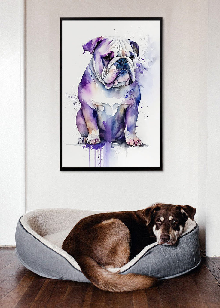 English Bulldog Art Pet Portrait Print Cute Pet Keepsake Dog Wall Art Gift For Pet Lovers Dog Portrait Decor