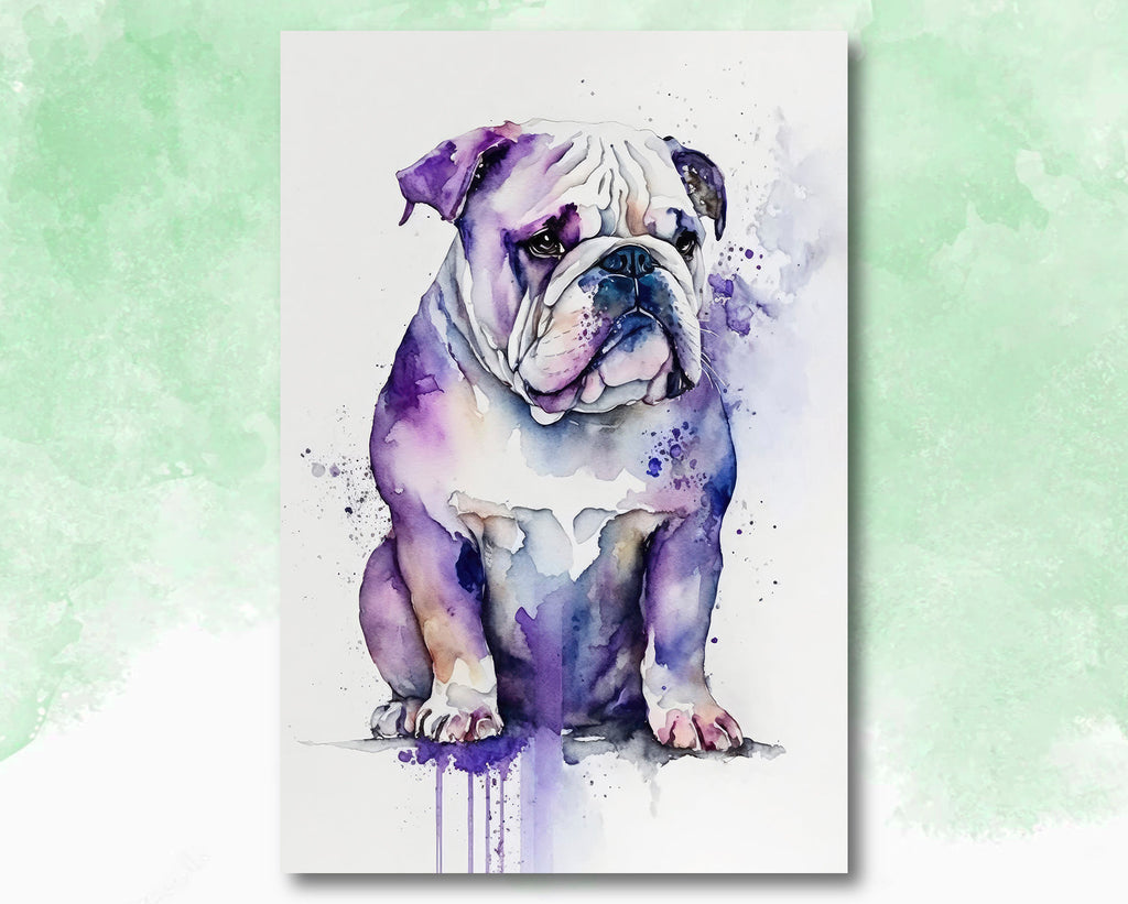 English Bulldog Art Pet Portrait Print Cute Pet Keepsake Dog Wall Art Gift For Pet Lovers Dog Portrait Decor