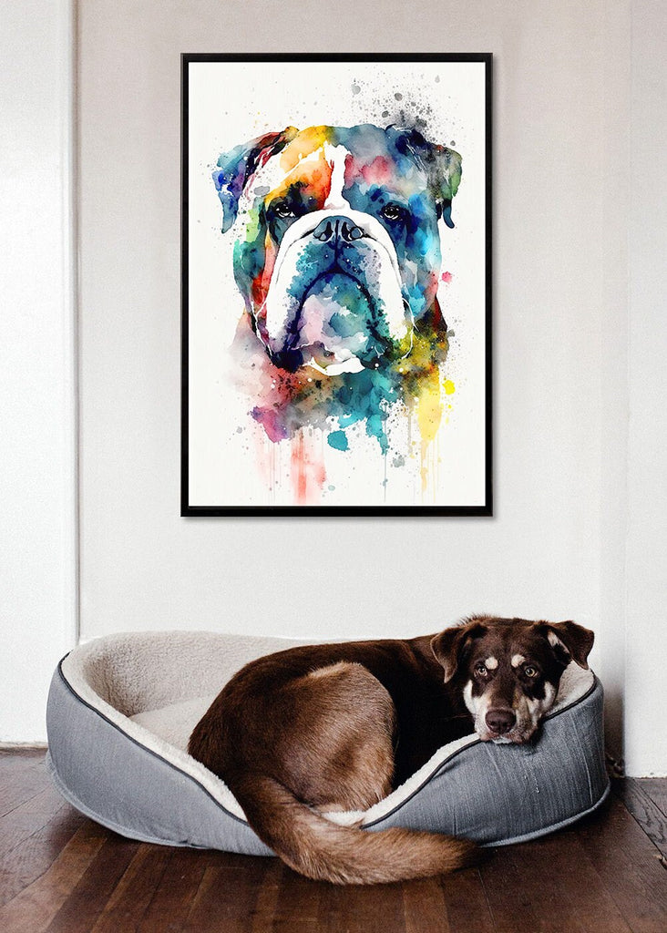 English Bulldog Art Pet Portrait Print Cute Pet Keepsake Dog Wall Art Gift For Pet Lovers Dog Portrait Decor