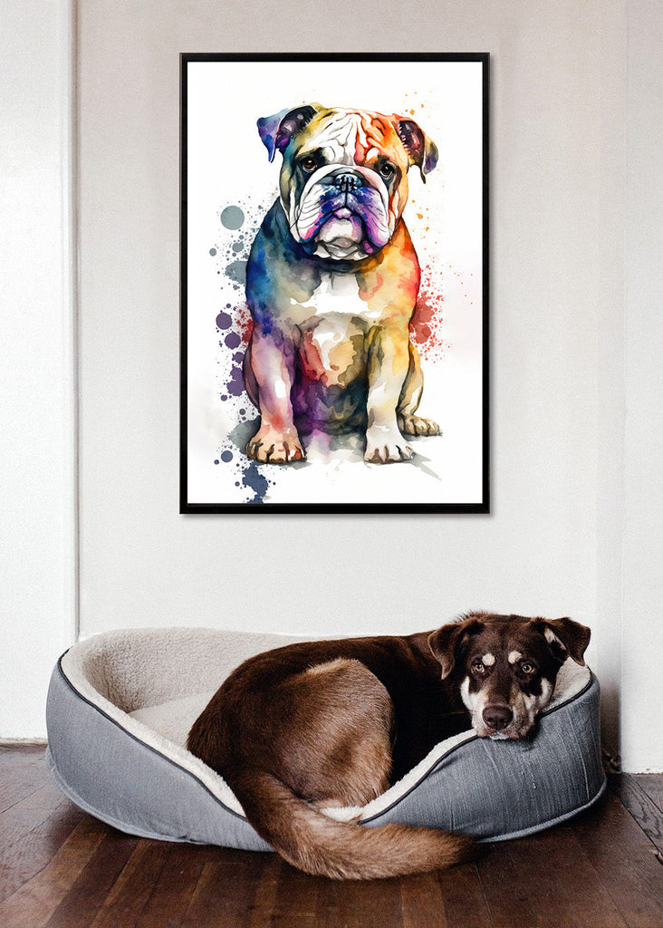 English Bulldog Art Pet Portrait Print Cute Pet Keepsake Dog Wall Art Gift For Pet Lovers Dog Portrait Decor