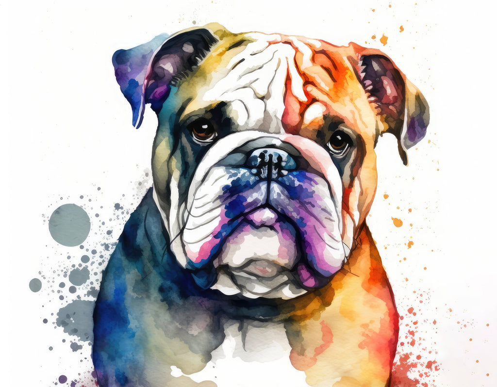 English Bulldog Art Pet Portrait Print Cute Pet Keepsake Dog Wall Art Gift For Pet Lovers Dog Portrait Decor