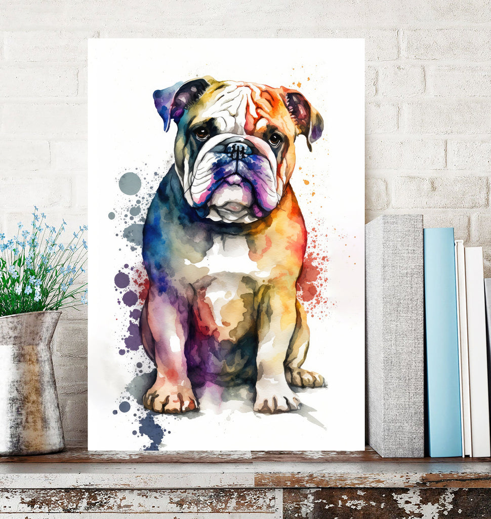 English Bulldog Art Pet Portrait Print Cute Pet Keepsake Dog Wall Art Gift For Pet Lovers Dog Portrait Decor