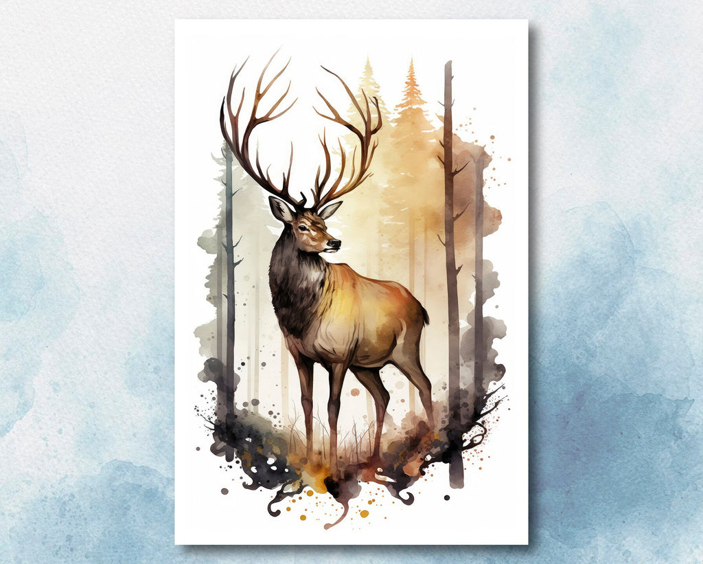 Deer Painting Rustic Woodland Animals Forest Wall Art Nature Inspired Hunting Gifts For Men Wild Animal Woodland Nursery Cabin Decor