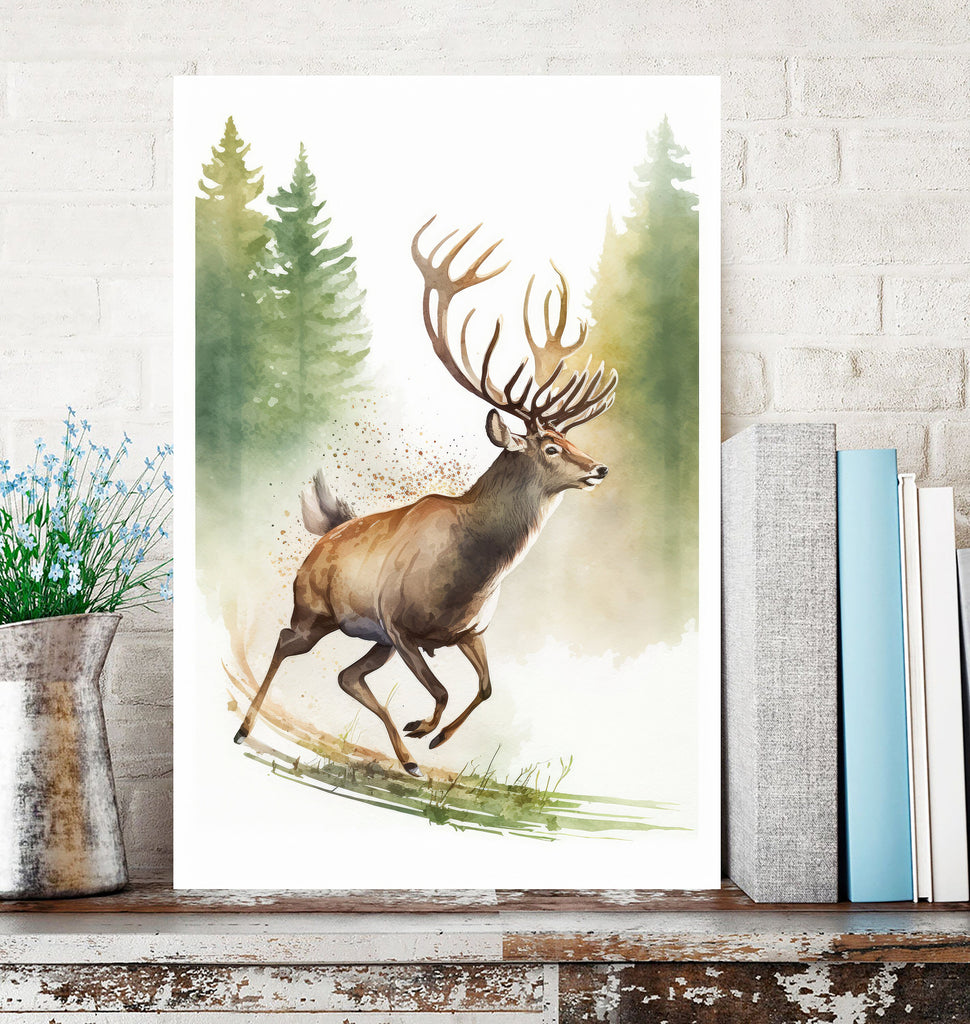 Deer Painting Rustic Woodland Animals Forest Wall Art Nature Inspired Hunting Gifts For Men Wild Animal Woodland Nursery Cabin Decor