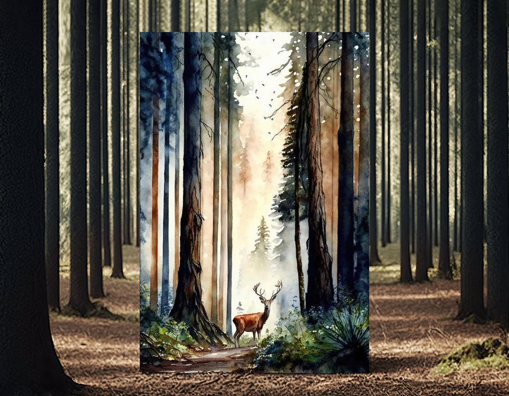 Deer Painting Rustic Woodland Animals Forest Wall Art Nature Inspired Hunting Gifts For Men Wild Animal Woodland Nursery Cabin Decor