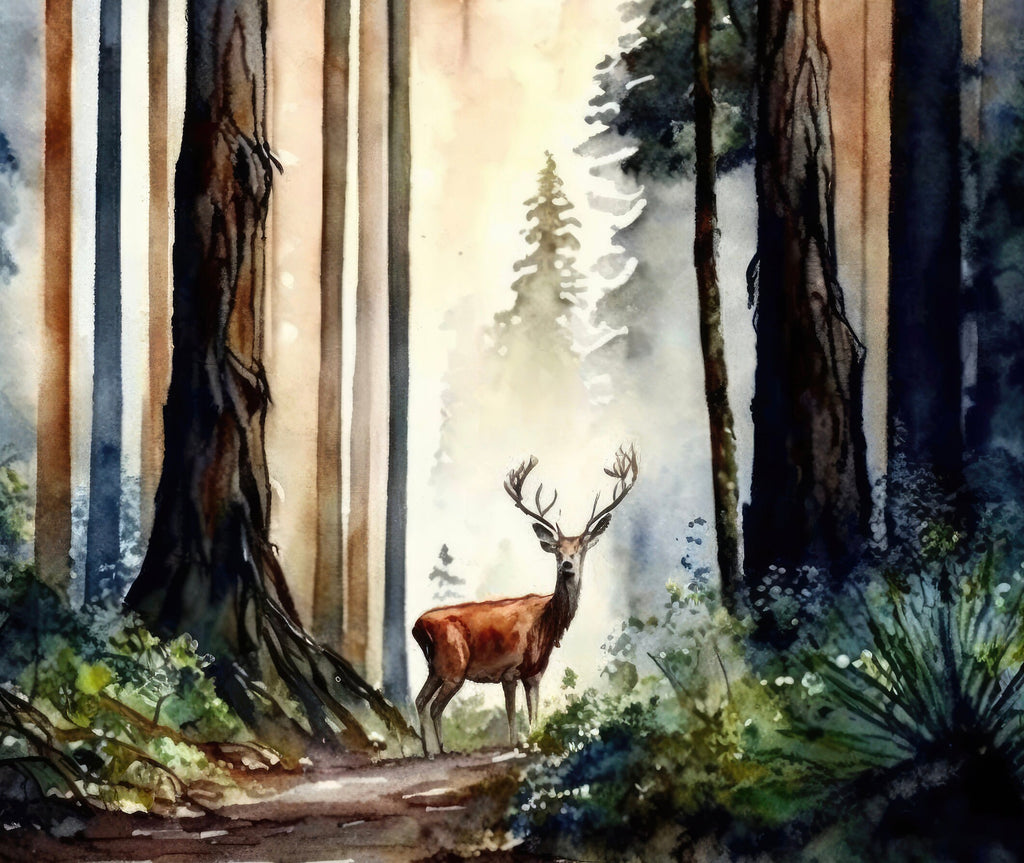 Deer Painting Rustic Woodland Animals Forest Wall Art Nature Inspired Hunting Gifts For Men Wild Animal Woodland Nursery Cabin Decor