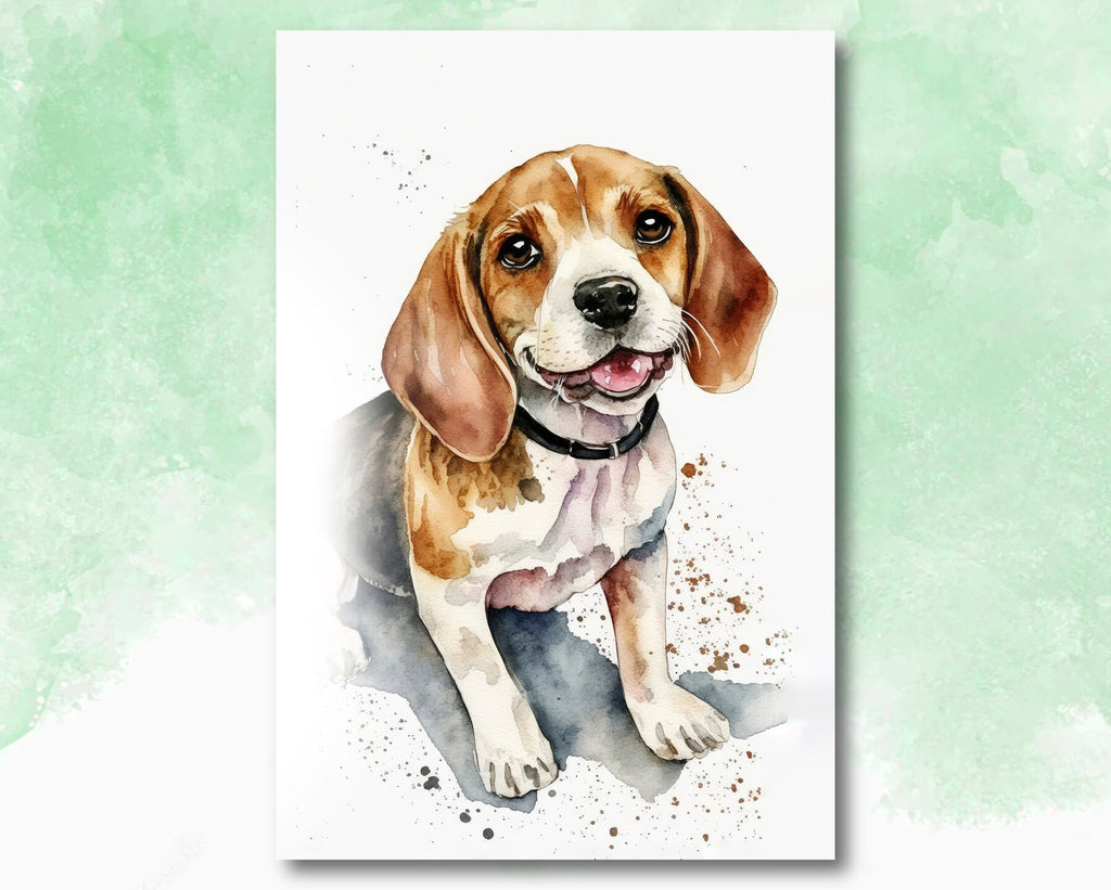 Beagle Art Pet Portrait Print Cute Pet Keepsake Dog Wall Art Gift For Pet Lovers Dog Portrait Puppy Nursery Decor