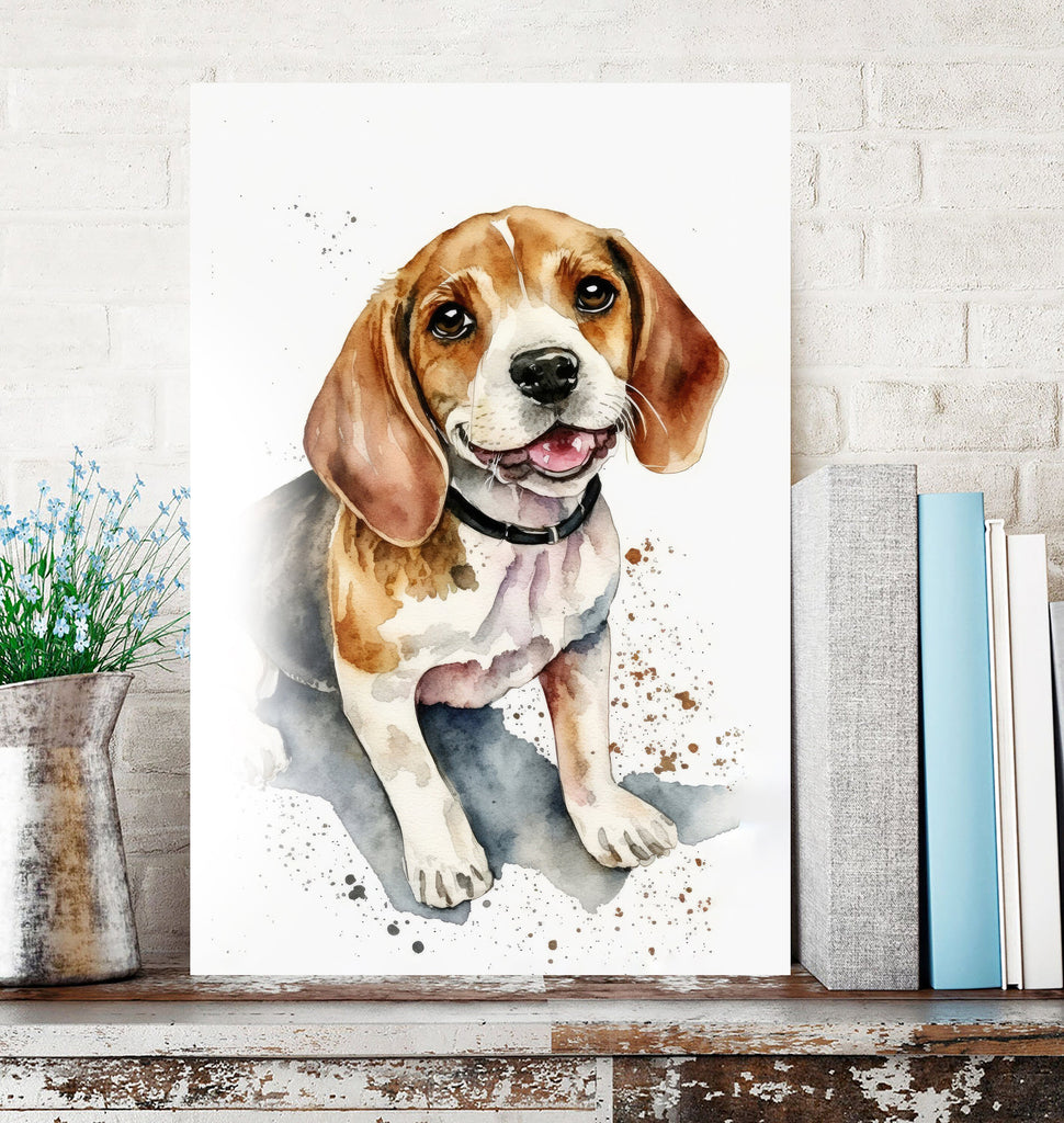 Beagle Art Pet Portrait Print Cute Pet Keepsake Dog Wall Art Gift For Pet Lovers Dog Portrait Puppy Nursery Decor