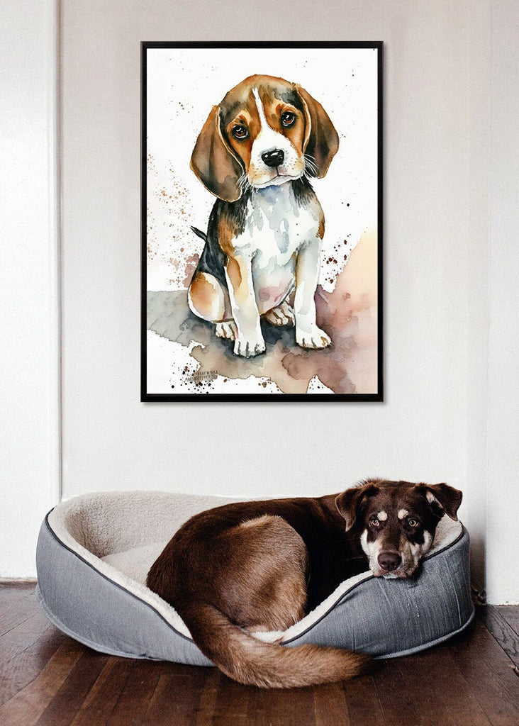 Beagle Art Pet Portrait Print Cute Pet Keepsake Dog Wall Art Gift For Pet Lovers Dog Portrait Puppy Nursery Decor