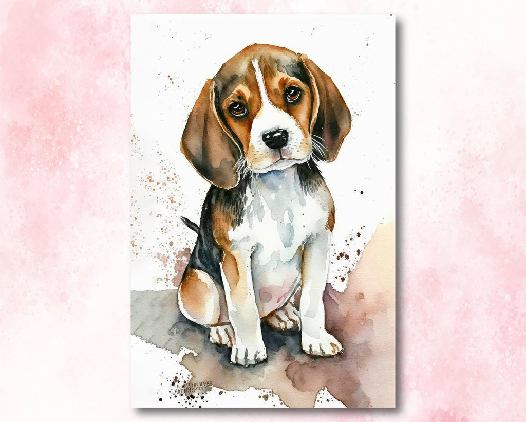 Beagle Art Pet Portrait Print Cute Pet Keepsake Dog Wall Art Gift For Pet Lovers Dog Portrait Puppy Nursery Decor