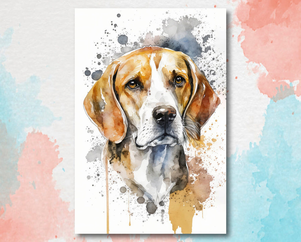 Beagle Art Pet Portrait Print Cute Pet Keepsake Dog Wall Art Gift For Pet Lovers Dog Portrait Puppy Nursery Decor