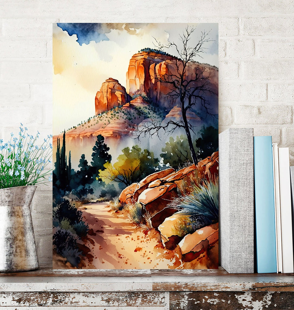 Watercolor Sedona Print Arizona Southwest Wall Art Landscape Sonoran Art Gift Desert Home Western Decor