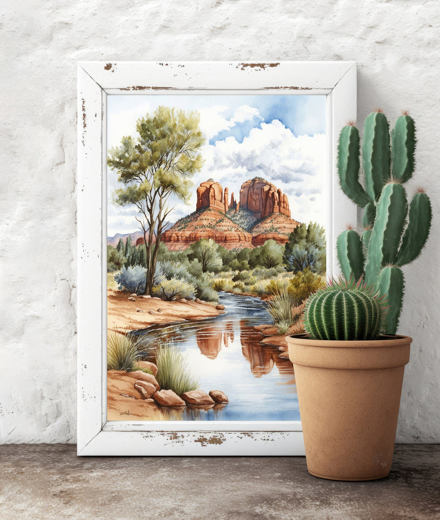 Watercolor Sedona Print Arizona Southwest Wall Art Landscape Sonoran Art Gift Desert Home Western Decor