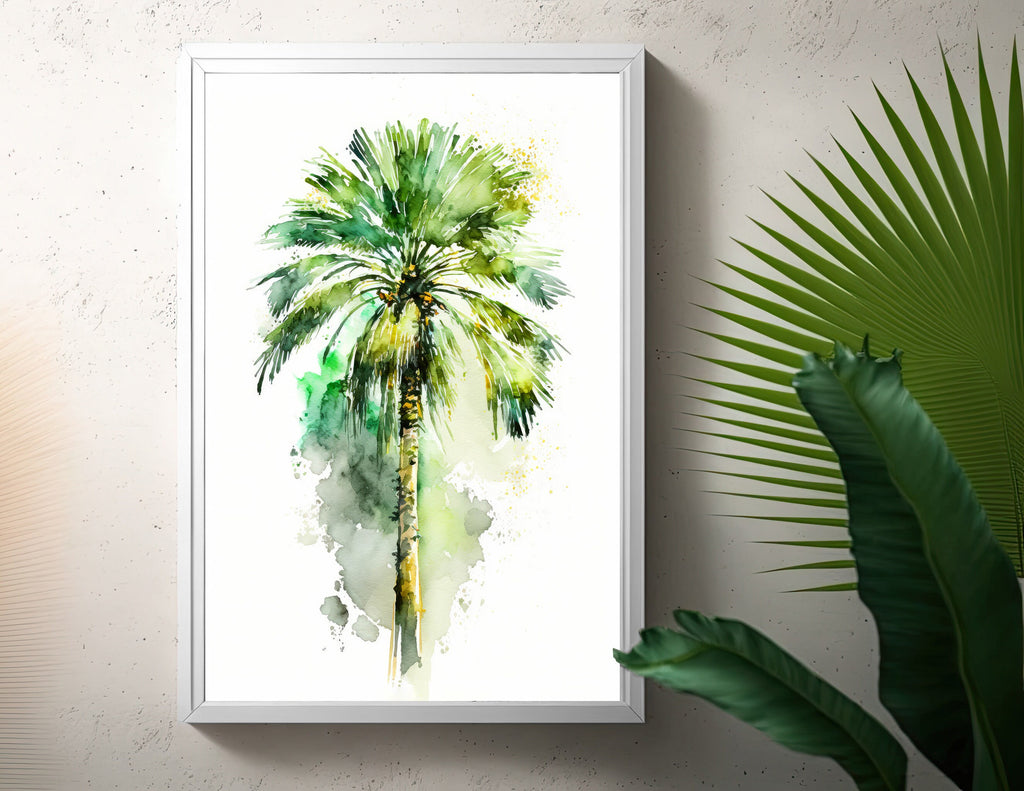 Palm Tree Fronds Botanical Art Prints Coastal Wall Art Watercolor Nature Inspired Island Summer Gift Beach House Decor