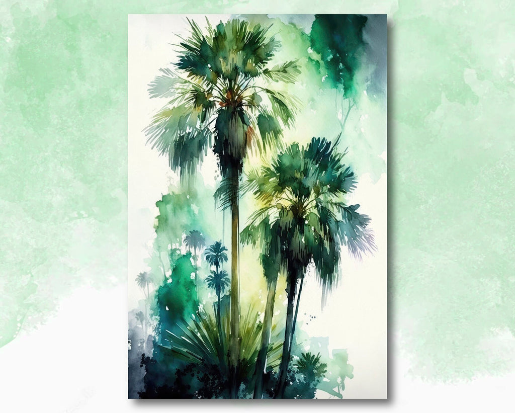 Palm Tree Fronds Botanical Art Prints Coastal Wall Art Watercolor Nature Inspired Island Summer Gift Beach House Decor