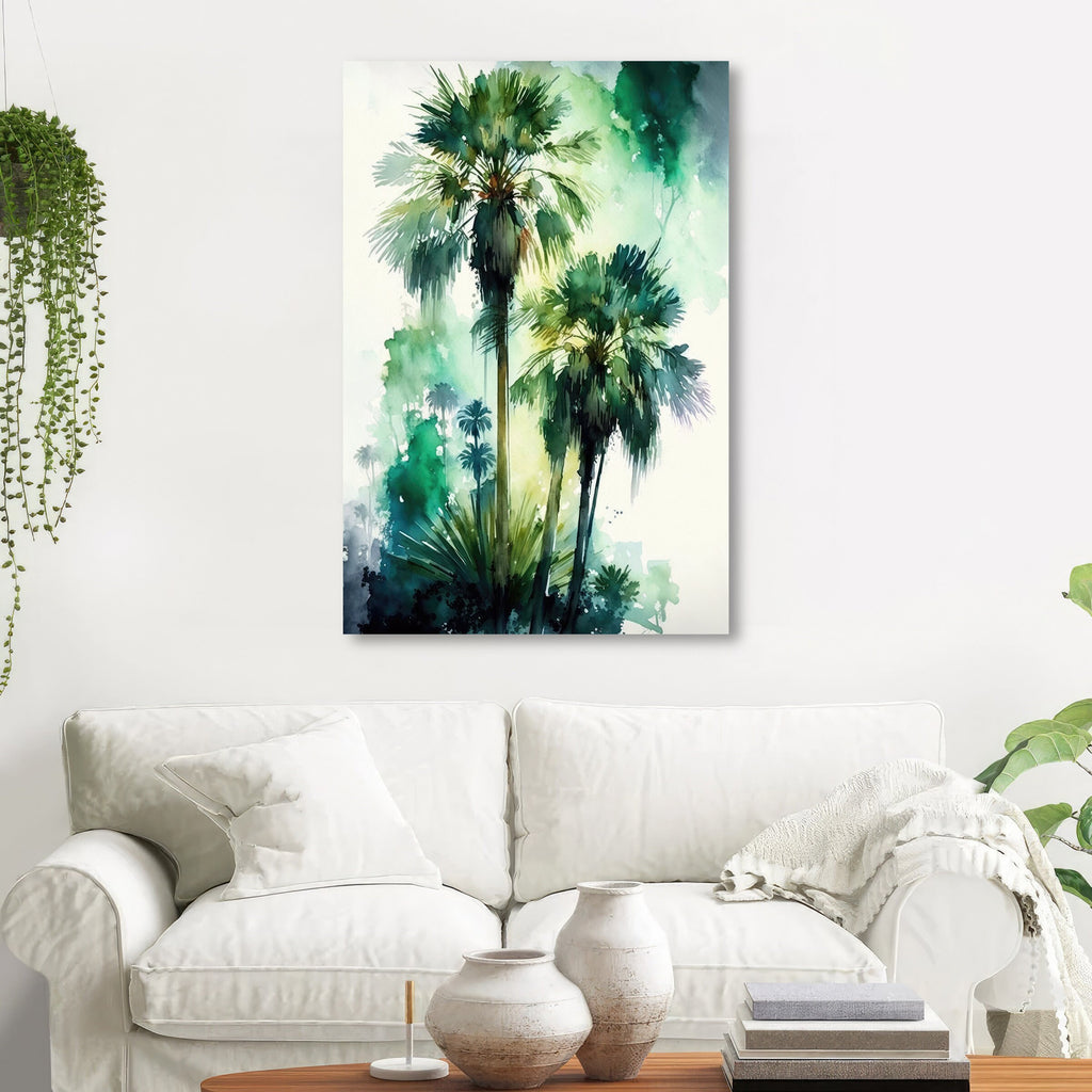 Palm Tree Fronds Botanical Art Prints Coastal Wall Art Watercolor Nature Inspired Island Summer Gift Beach House Decor