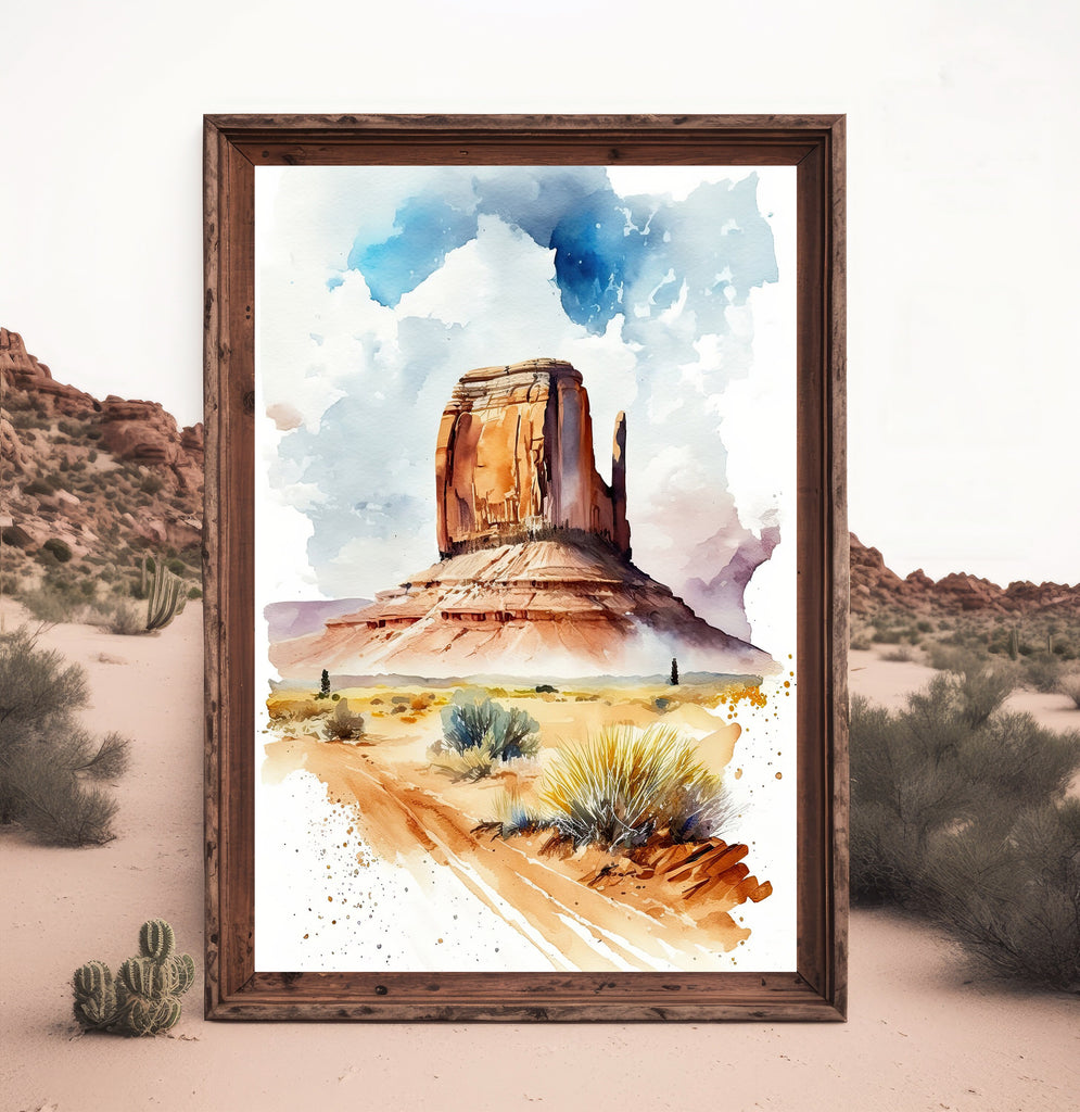 Monument Valley Print Arizona Sonoran Art Watercolor Desert Southwest Wall Art Boho Wall decor Gift Southwestern Decor