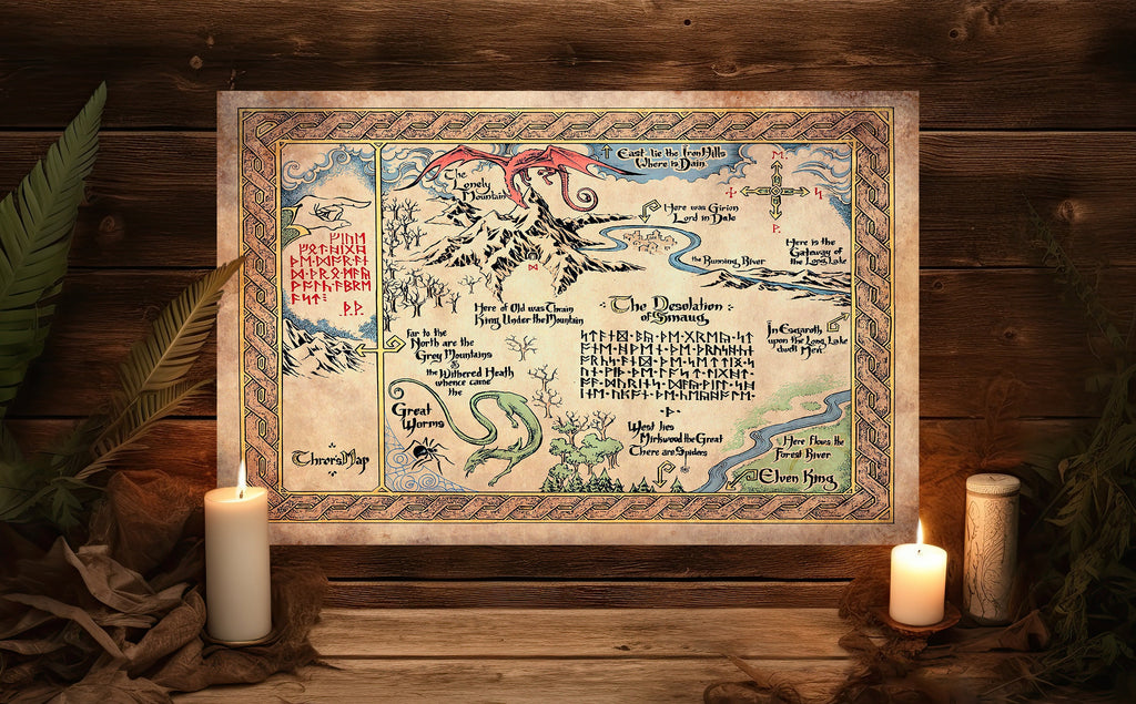 Thorin's Map Hobbit Art Print Lord of the Rings Middle Earth Wall Art Tolkien Gifts Fantasy Home Decor