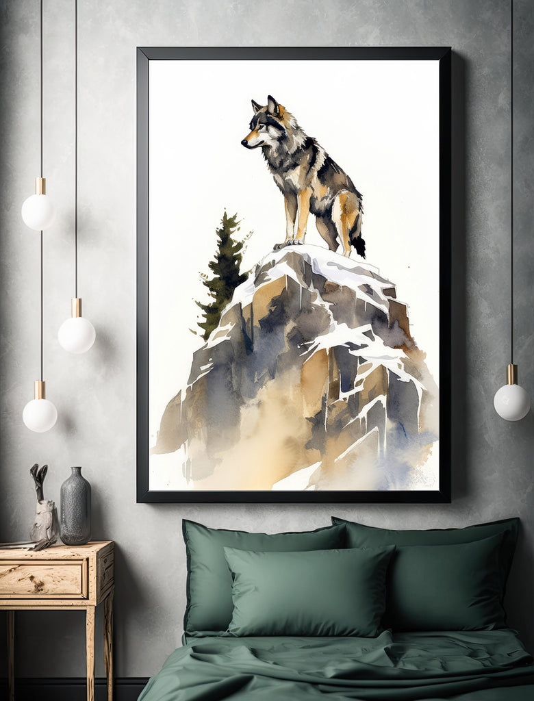 Wolf Watercolor Print Forest Wall Art Nature Wildlife Gift Wild Woodland Animals Painting Home Decor