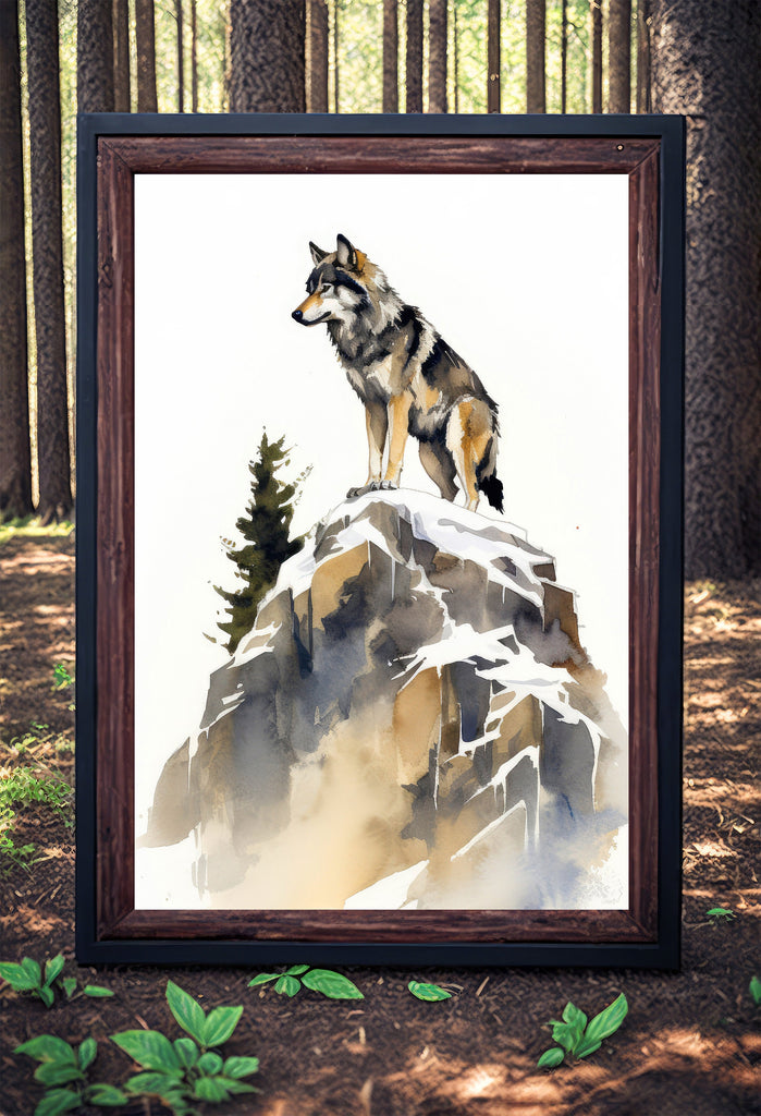 Wolf Watercolor Print Forest Wall Art Nature Wildlife Gift Wild Woodland Animals Painting Home Decor