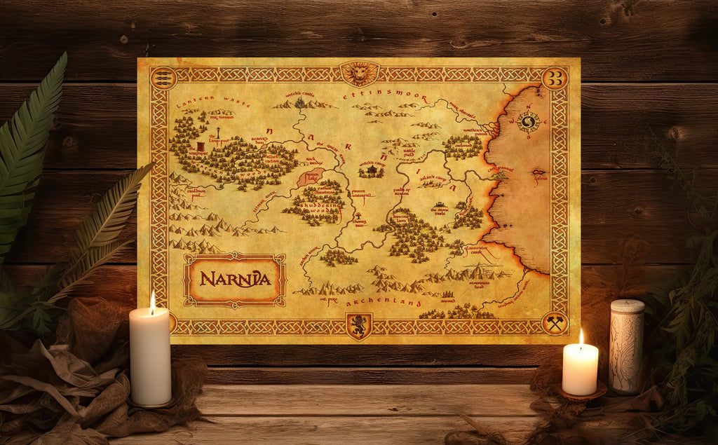 Narnia Map from The Chronicles of Narnia: The Lion, The Witch and The Wardrobe Illustration Art Print Wall Art Gift Fantasy Home Decor