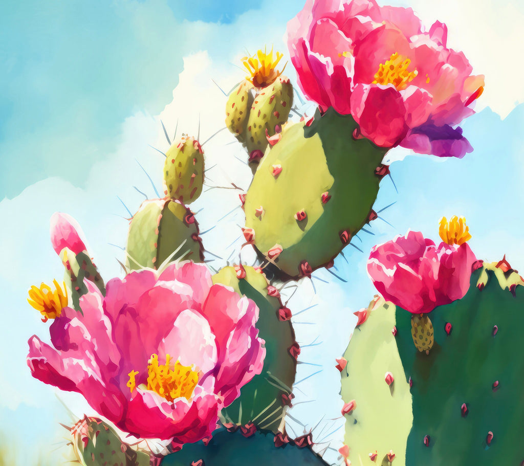 Flower Prickly Pear Cactus Print Watercolor Painting Botanical Desert Wall Art Nature Inspired Sonoran Art Southwest Gift Western Decor