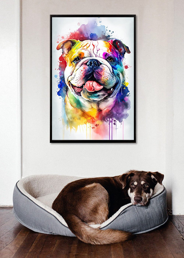 English Bulldog Art Pet Portrait Print Cute Pet Keepsake Dog Wall Art Gift For Pet Lovers Dog Portrait Decor