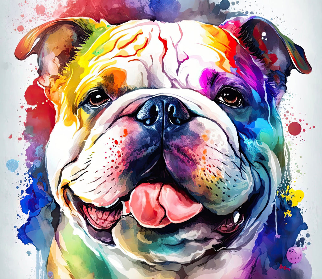 English Bulldog Art Pet Portrait Print Cute Pet Keepsake Dog Wall Art Gift For Pet Lovers Dog Portrait Decor