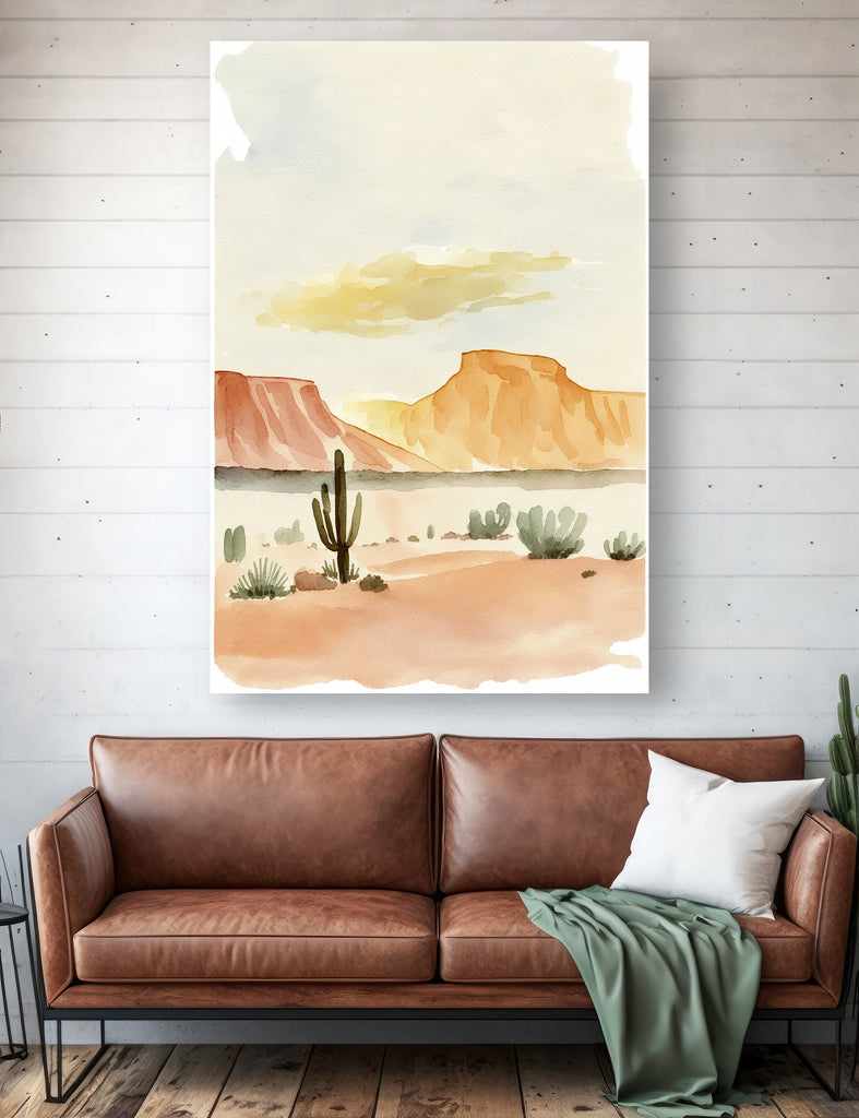 Minimalist Sonoran Desert Cactus Wall Art Southwest Nature Inspired Watercolor Print Western Boho Decor Southwestern Landscape Painting Gift