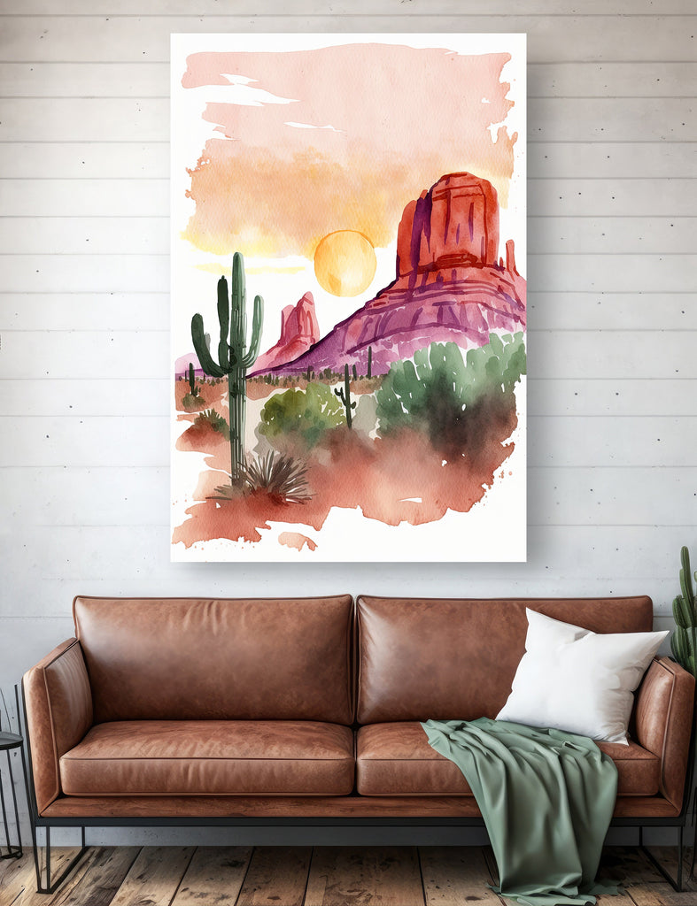 Minimalist Sedona Arizona Desert Wall Art Print Southwest Nature Inspired Watercolor Landscape Painting Western Boho Decor Southwestern Gift