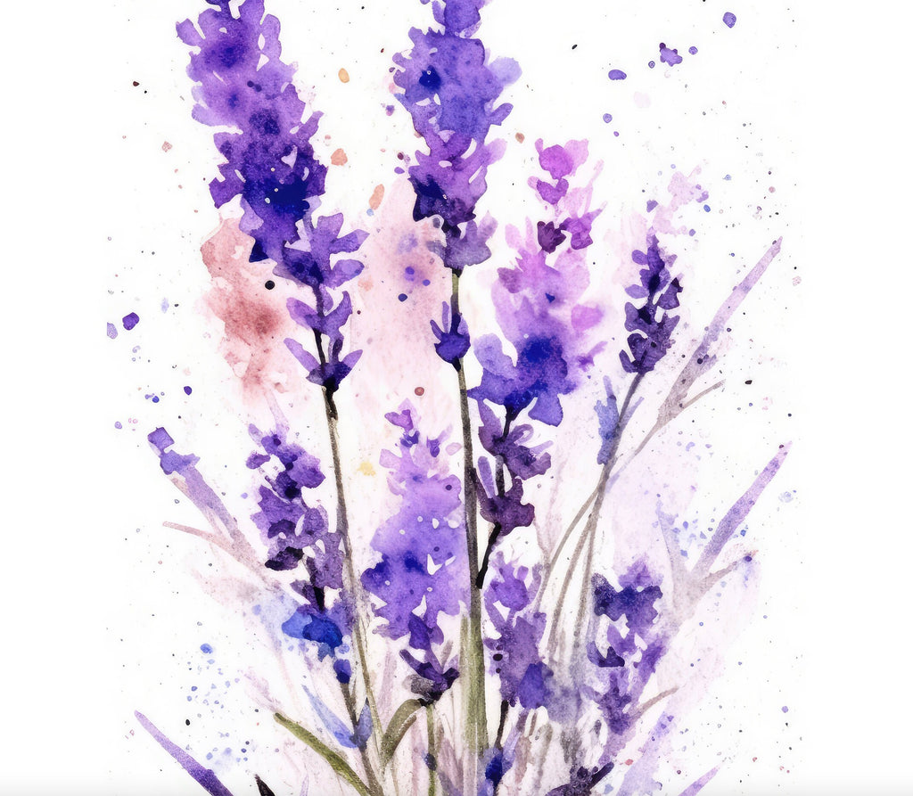 Minimalist Lavender Flower Bouquet Wall Art Cottagecore Decor Wildflower Painting Floral Nature Inspired Botanical Farmhouse Kitchen Print