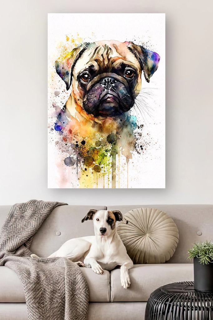 Pug Dog Watercolor Portrait Painting Wall Art Print Cute Pet Keepsake Gift Dog Lover Adorable Canine Home Decor for Puppy Dog Lovers!