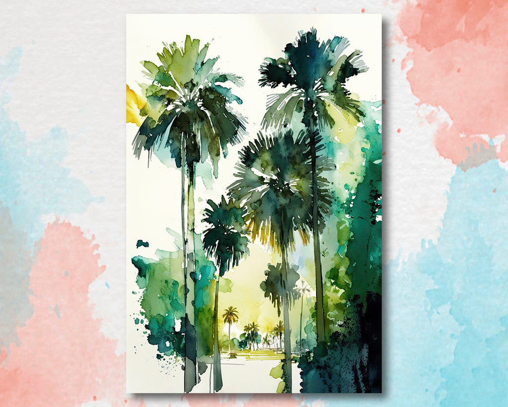 Palm Tree Fronds Botanical Art Prints Coastal Wall Art Watercolor Nature Inspired Island Summer Gift Beach House Decor