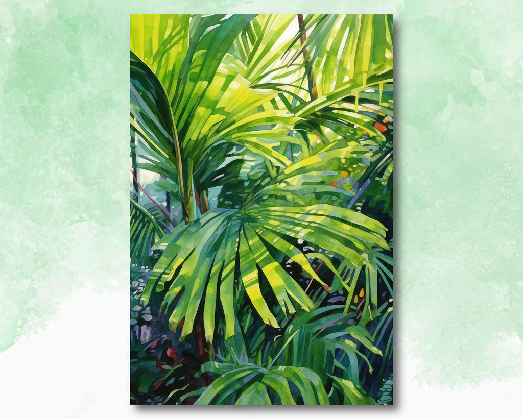 Palm Tree Fronds Botanical Art Prints Coastal Wall Art Watercolor Nature Inspired Island Summer Gift Beach House Decor