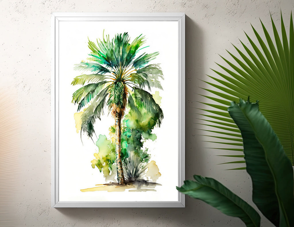 Palm Tree Fronds Botanical Art Prints Coastal Wall Art Watercolor Nature Inspired Island Summer Gift Beach House Decor