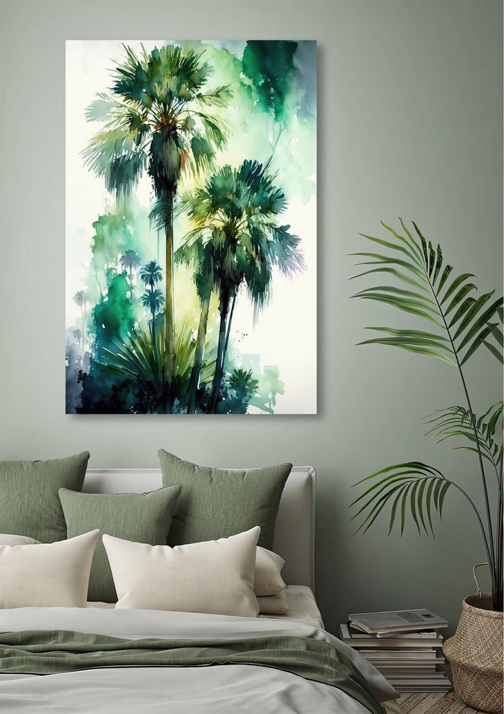 Palm Tree Fronds Botanical Art Prints Coastal Wall Art Watercolor Nature Inspired Island Summer Gift Beach House Decor