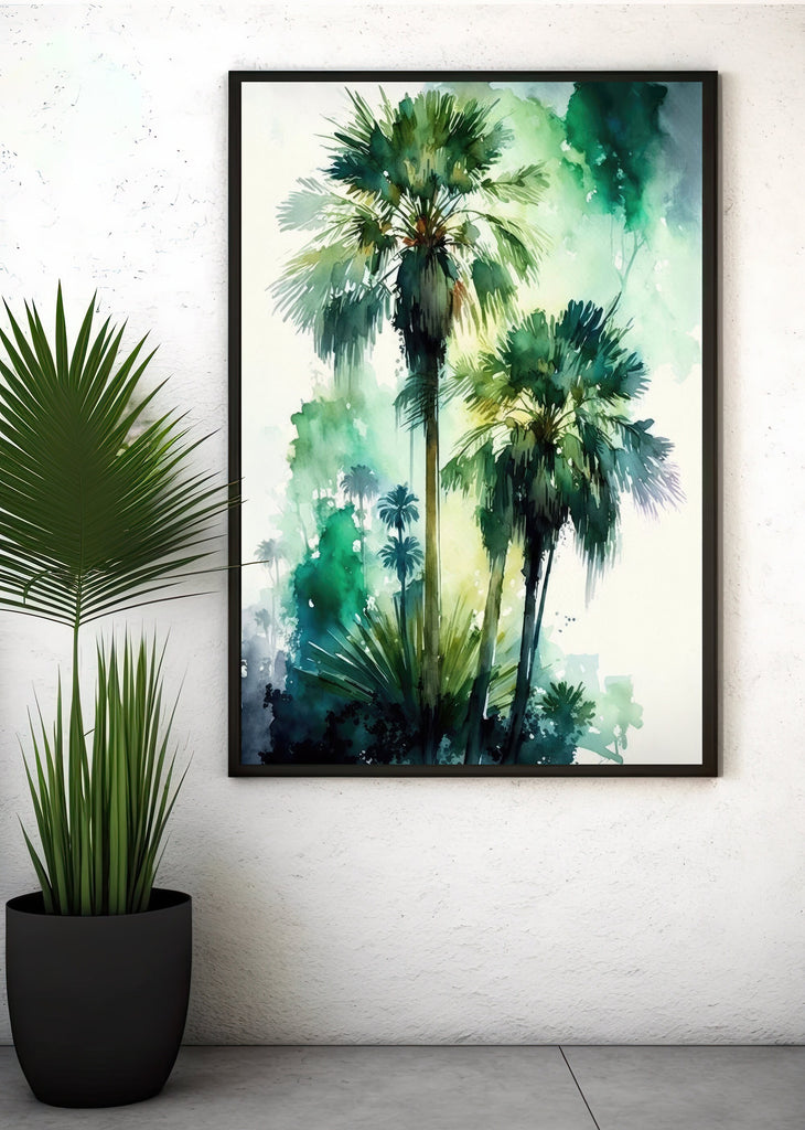 Palm Tree Fronds Botanical Art Prints Coastal Wall Art Watercolor Nature Inspired Island Summer Gift Beach House Decor