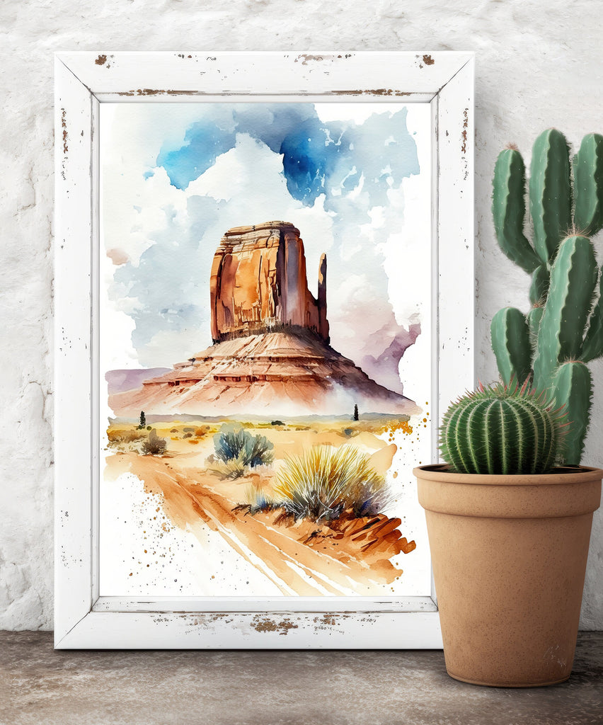 Monument Valley Print Arizona Sonoran Art Watercolor Desert Southwest Wall Art Boho Wall decor Gift Southwestern Decor