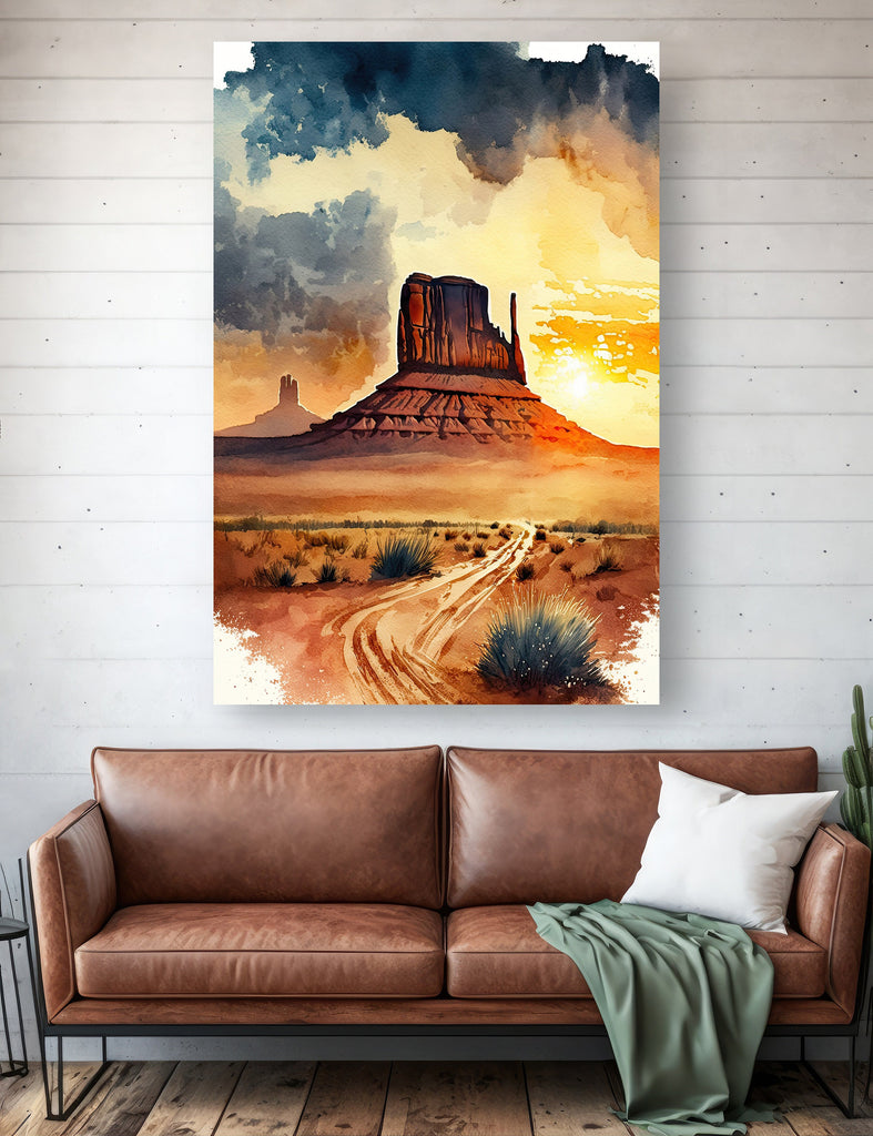 Monument Valley Desert Sunset Art Print Arizona Sonoran Watercolor Southwest Wall Art Boho Wall Decor Gift Southwestern Decor