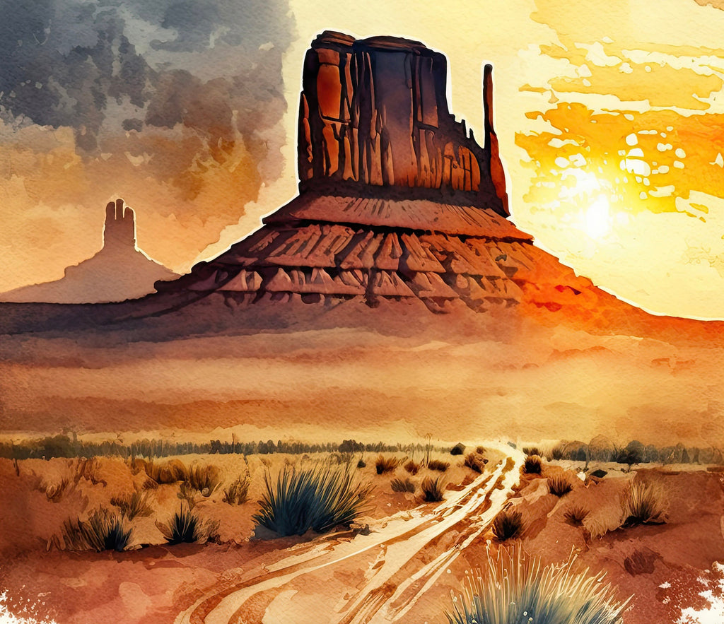 Monument Valley Desert Sunset Art Print Arizona Sonoran Watercolor Southwest Wall Art Boho Wall Decor Gift Southwestern Decor