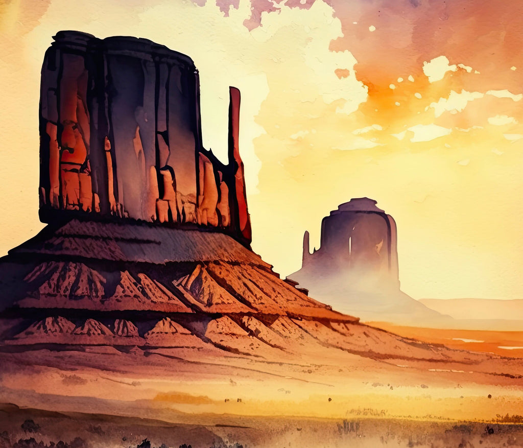 Monument Valley Desert Sunset Art Print Arizona Sonoran Watercolor Southwest Wall Art Boho Wall Decor Gift Southwestern Decor