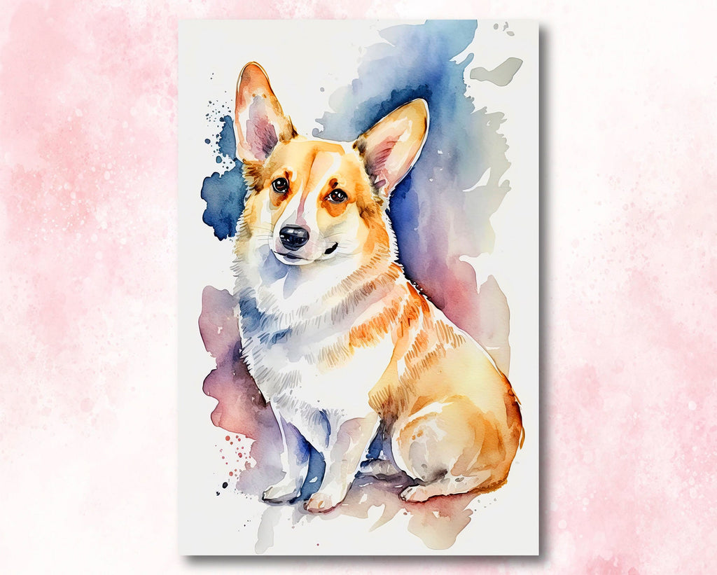 Corgi Dog Watercolor Print Cute Pet Keepsake Wall Art Dog Lover Gift Adorable Canine Home Decor for Puppy Dog Lovers!