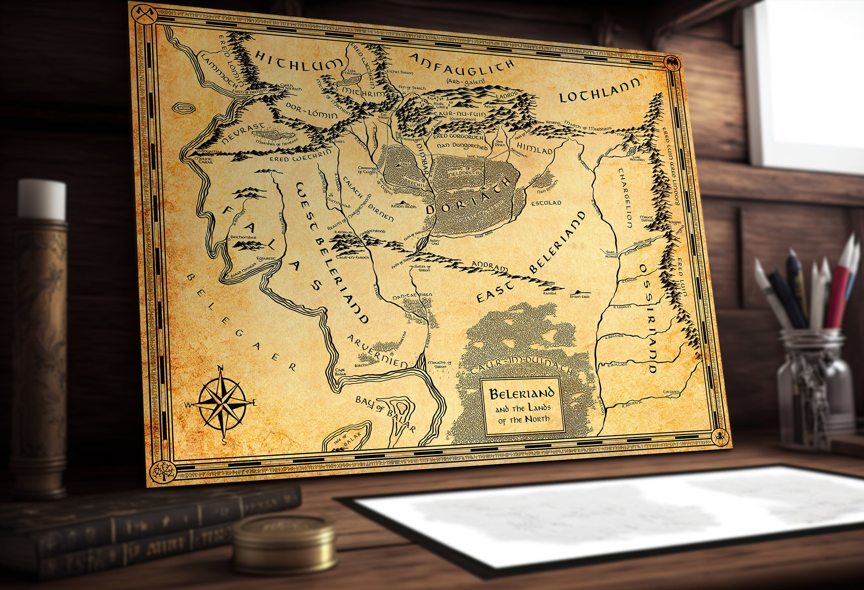 Beleriand Middle Earth Map Poster